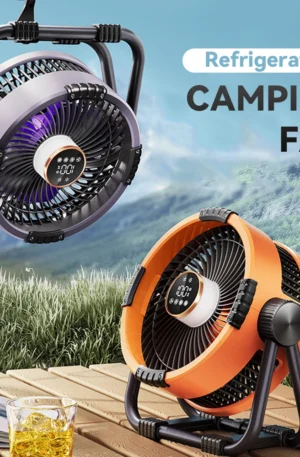 Camping Fan 20000mAh Rechargeable Portable Outdoor Camping Fan Air Circulators Wireless Tent Ceiling Fans with Hook and Light